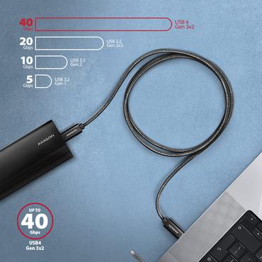 AXAGON BUCM4X-CM10AB NewGEN+ kabel USB-C &amp lt -&amp gt  USB-C, 1m, USB4 Gen 3&times;2, PD 240W 5A, 8K HD, ALU, oplet