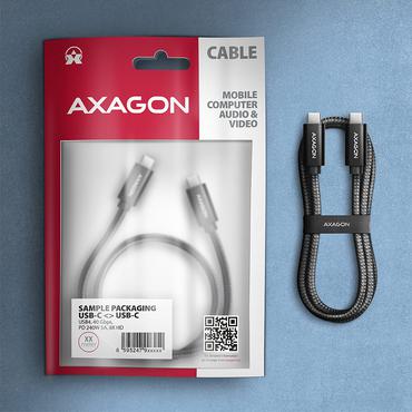 AXAGON BUCM4X-CM10AB NewGEN+ kabel USB-C &amp lt -&amp gt  USB-C, 1m, USB4 Gen 3&times;2, PD 240W 5A, 8K HD, ALU, oplet