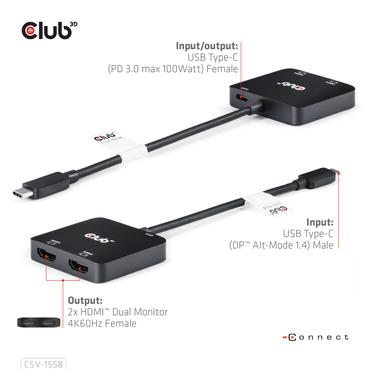 Club 3D videokort - USB-C / HDMI - 15 cm
