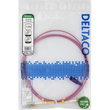 Deltaco OM4 Fiber cable, LC - LC, duplex, multimode, 1,5m