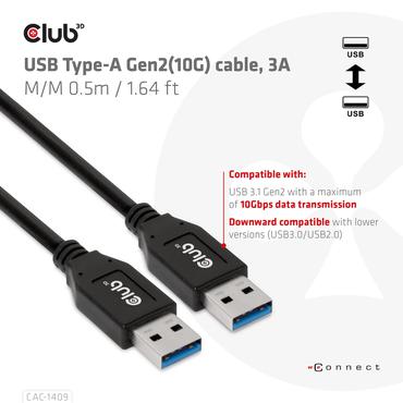 Club 3D - USB-kabel - USB typ A till USB typ A - 0.5 m