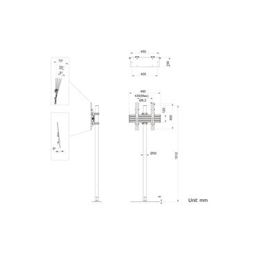 Multibrackets M Pro Single Pole Floormount st&auml;ll - f&ouml;r LCD-display - svart
