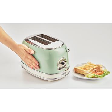 Vintage Toaster 155 (hellgr&uuml;n, 810 Watt, f&uuml;r 2 Scheiben Toast)