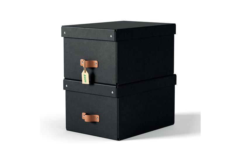 Leitz Puro opbevaringsboks med l&aring;g, medium, 17 L, 100% recirkuleret karton, pakke a 2 stk