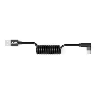 Port Designs USB-C 90&deg; to USB-A Spring Cable (10-pack)