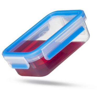 CLIP & CLOSE Frischhaltedose 0,85 Liter (transparent/blau, quadratisch)