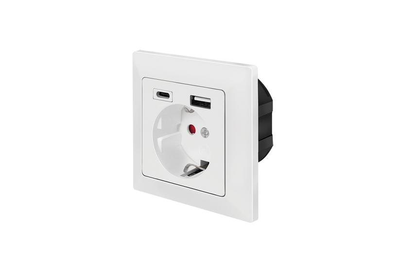 LogiLink PA0262 stikkontakt CEE 7/3 + USB Hvid