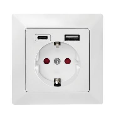 LogiLink PA0262 stikkontakt CEE 7/3 + USB Hvid