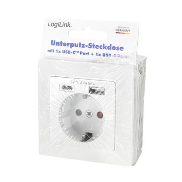 LogiLink PA0262 stikkontakt CEE 7/3 + USB Hvid