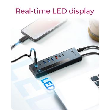 ICY BOX IB-HUB1743-CPD USB 3.2 Gen 2 (3.1 Gen 2) Type-A + Type-C 10000 Mbit/s Bl&aring;