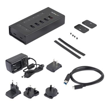 StarTech.com 7 Port USB C Hub, USB Type-C to 2x USB-C/5x USB-A, Moutable Metal Hub, USB 3.0, SuperSpeed 5Gbps USB 3.1/USB 3.2 Gen 1, Self Powered, BC 1.2 Fast Charge, 5 x USB-A, 2 x USB-C - Windows/macOS/Linux (HB30C5A2CST) - hub - 7 porte