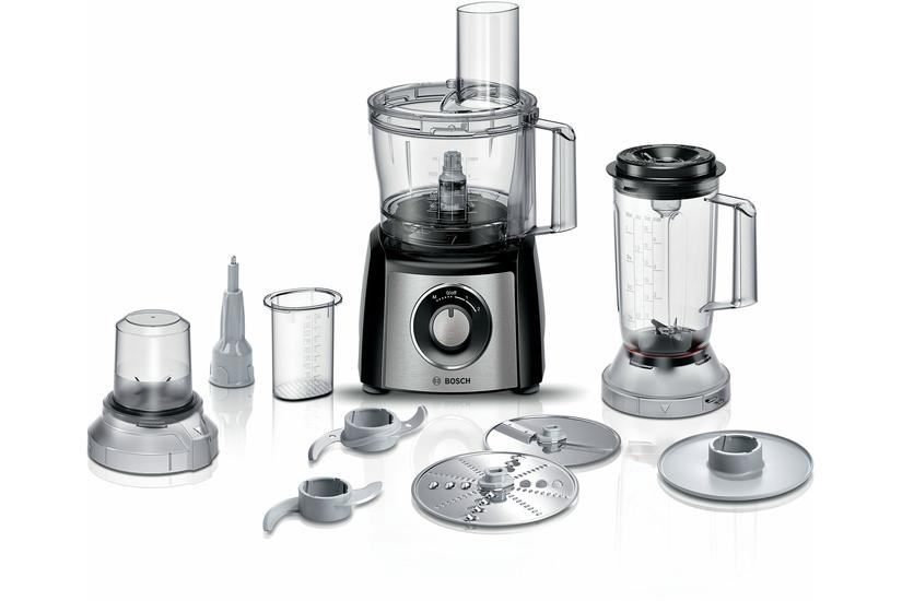 Bosch MultiTalent 3 MCM3501M - køkkenmaskine - 800 W - børstet rustfrit stål/sort