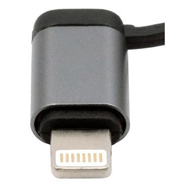 USB 3-in1 Ladekabel Lightning/C/Micr black,umflochtenes Nylon, 1m