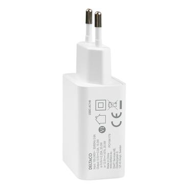 DELTACO USBC-AC146 strømforsyningsadapter - 24 pin USB-C - 20 Watt
