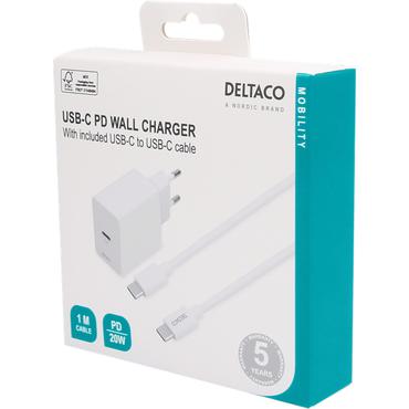 DELTACO USBC-AC146 strømforsyningsadapter - 24 pin USB-C - 20 Watt
