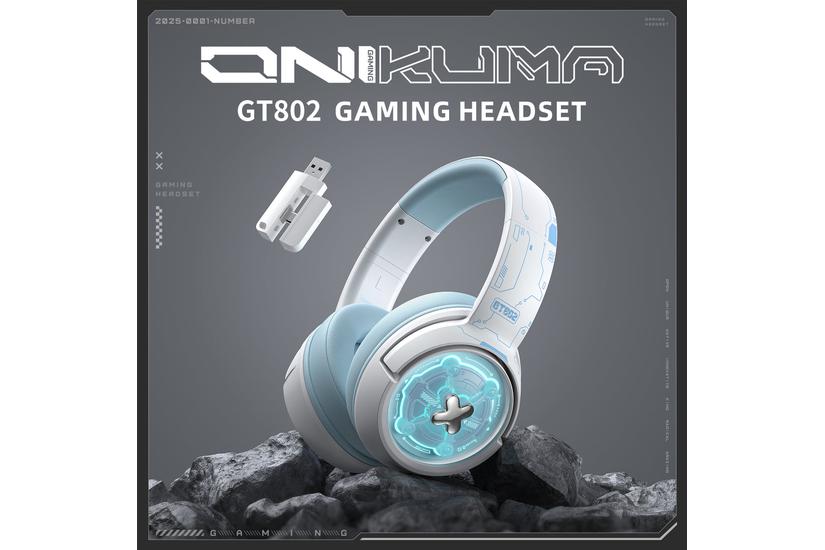 Onikuma - Tri-mode: 2.4 GHz Trådløs, Bluetooth, Kabel USB Type-C - Hvid - 50 mm