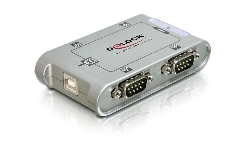 Delock USB 2.0 to 4 port serial HUB - seriell adapter - USB 2.0 - RS-232 x 4
