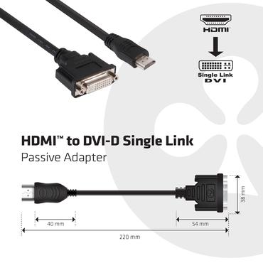 Club 3D HDMI Adapterkabel HDMI zu DVI-D passiv St./Bu. schwarz CAC-HMDDFD