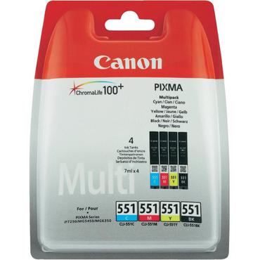 Canon CLI-551 C/M/Y/BK Multipack - 4 pakker - sort, gul, cyan, magenta - original - bl&aelig;kbeholder