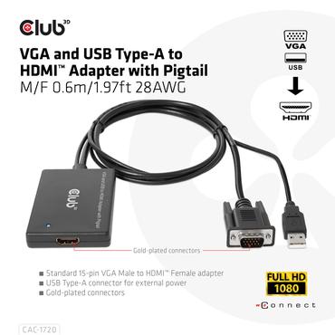 Club 3D videoadapter - HDMI / VGA - 60 cm