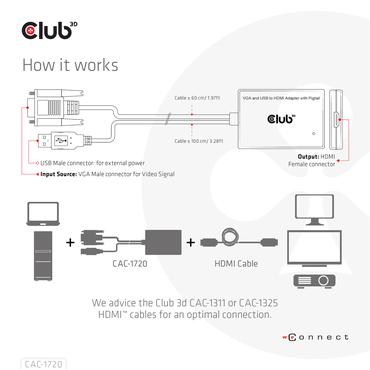 Club 3D videoadapter - HDMI / VGA - 60 cm