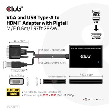 Club 3D videoadapter - HDMI / VGA - 60 cm