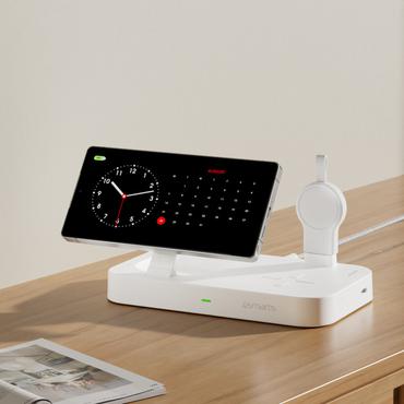 4smarts 541368 oplader til mobil enhed Hovedtelefoner, Smartphone, SmartWatch Hvid Vekselstrøm Trådløs opladning Hurtig opladning Indendørs