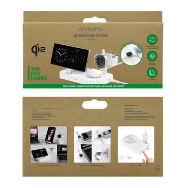 4smarts 541368 oplader til mobil enhed Hovedtelefoner, Smartphone, SmartWatch Hvid Vekselstrøm Trådløs opladning Hurtig opladning Indendørs