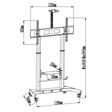 Techly Montering - 120 kg - 1 stöd - 52" - 110" - Svart - Metall, Stål - 1000 x 600