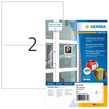 HERMA Wetterfeste Etiketten aus Spezialpapier, 210 x 148 mm wei&szlig;, aus Papier, impr&auml;gniert, selbstklebend, - 1 St&uuml;ck (10774)