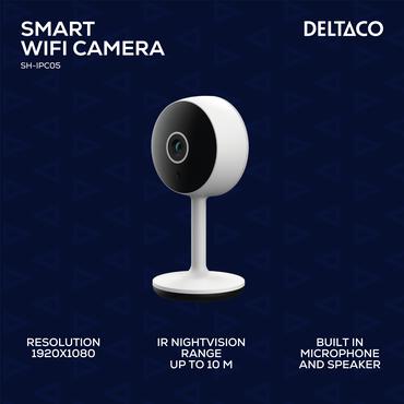 Øg din sikkerhed og føl dig tryg, selv når du ikke er hjemme med et smart Wi-Fi-kamera fra DELTACO SMART HOME. SH-IPC05 detekterer bevægelse og er udstyret med IR-nattesyn, som altid vil kunne give dig mulighed for direkte at se en streamingvideo fra dit h