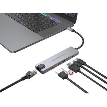 Conceptronic DONN29G dockingstation Ledningsført USB 3.2 Gen 2 (3.1 Gen 2) Type-C Grå