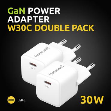 Intenso Power Adapter W30C GaN-Netzteil, Doppelpack 30 Watt Leistung, USB-C-Anschluss