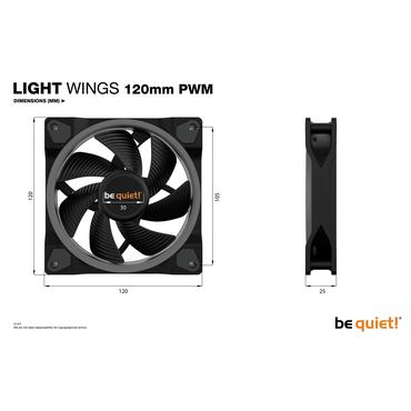 be quiet! Light Wings | 120mm PWM Triple Pack Computerkabinet Ventilator 12 cm Sort 3 stk