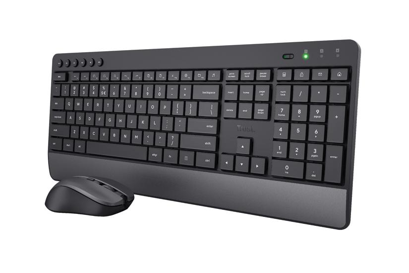 Trust Trezo Comfort - sats med tangentbord och mus - tyst - QWERTY - Amerikansk engelska - svart Inmatningsenhet
