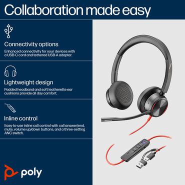 Poly Blackwire 8225 - headset - USB-C