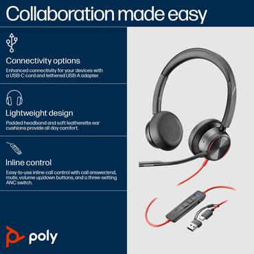 Poly Blackwire 8225 - headset - USB-C