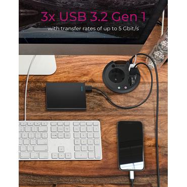 ICY BOX IB-HUB1430-CR stikkontakt Sort