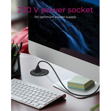 ICY BOX IB-HUB1430-CR stikkontakt Sort