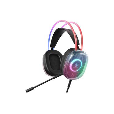 DELTACO Headset - Kabel - Huvudband - Bommikrofon - Svart, Transparent - 285 g - 220 mm