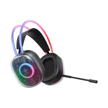 DELTACO Headset - Kabel - Huvudband - Bommikrofon - Svart, Transparent - 285 g - 220 mm