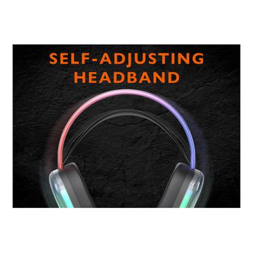 DELTACO Headset - Kabel - Huvudband - Bommikrofon - Svart, Transparent - 285 g - 220 mm