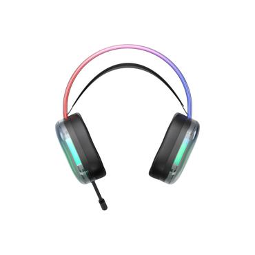 DELTACO Headset - Kabel - Huvudband - Bommikrofon - Svart, Transparent - 285 g - 220 mm