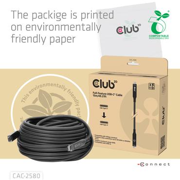 CLUB3D CAC-2580 USB-kabel 15 m USB C Sort