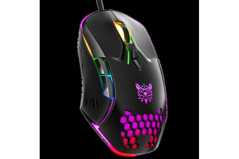 Onikuma Mus - USB - 800,1600,2400,3200,4800,6400 dpi - 7 knapper - Gaming - Sort