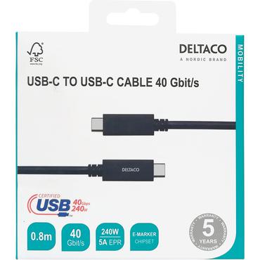 DELTACO - USB Type-C kabel - 24 pin USB-C til 24 pin USB-C - 80 cm