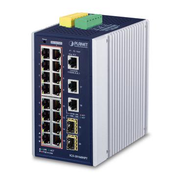 PLANET IGS-20160HPT netværksswitch Administreret L2/L3 Gigabit Ethernet (10/100/1000) Strøm over Ethernet (PoE) Blå, Hvid