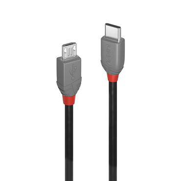 Lindy 36891 USB-kabel USB 2.0 1 m USB C Micro-USB B Sort, Gr&aring;