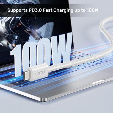 UNITEK C14141AWH01-1M USB-kabel USB 2.0 USB C Hvid