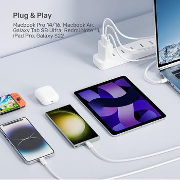 UNITEK C14141AWH01-1M USB-kabel USB 2.0 USB C Hvid